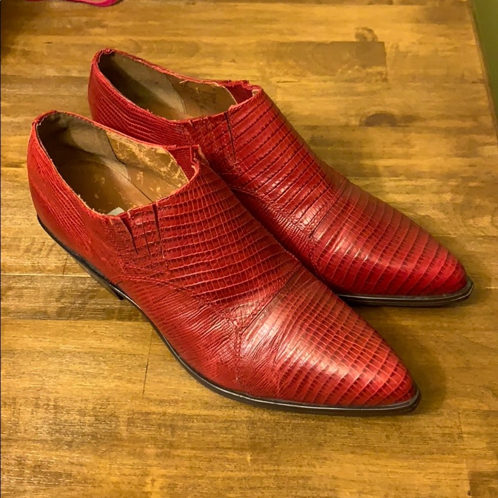 Nine West - Red Leather Ankle Booties